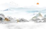 新中式山水背景墙