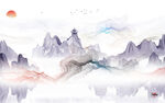 大气客厅现代山水 TIF分层