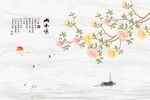 牡丹山水情背景墙