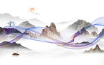 简约 意境山水新画 TIF分层
