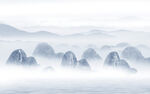 蓝色高端山水画 TIF分层图