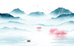 中式山水画背景图 TIF分层
