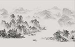 中式水墨山水国画电视背景墙
