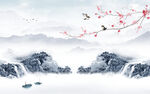 花鸟山水客厅画 TIF文件图