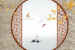 中式手绘花鸟背景墙