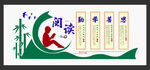 校园读书文化墙矢量图
