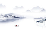 现代 山水背景墙画 TIF分层