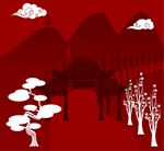 中国剪影插画