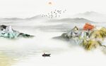 最新 山水背景墙画 TIF分层