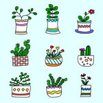 盆栽植物插画