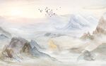 大理石新中式山水背景墙