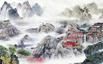 国画 风景中式山水 tif分层