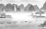 高档 灰色山水图 TIF分层画