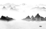新中式灰色山水图 TIF分层画
