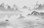 中国风新款灰色山水 tif分层