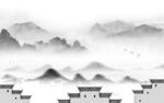 徽派 灰色山水背景 tif分层