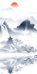 最新简约山水玄关 文件分层画