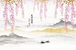 中式花开富贵背景墙