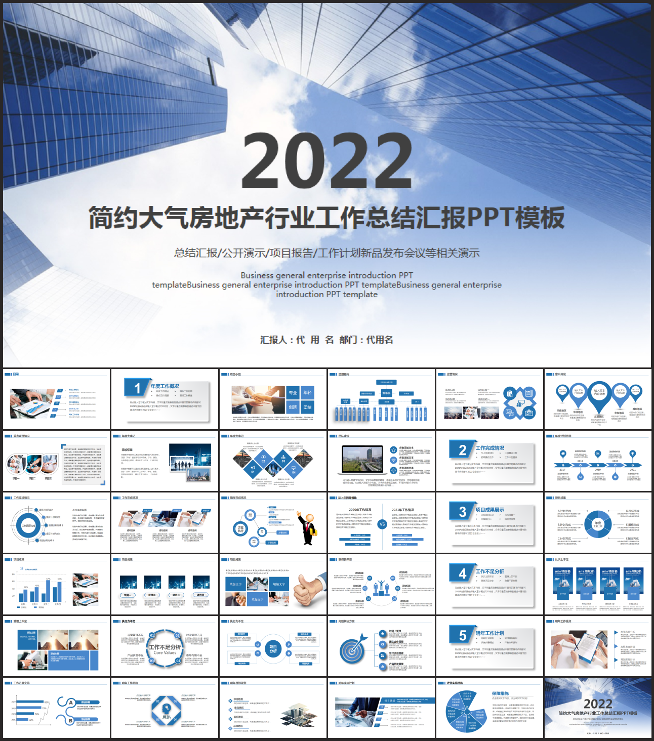 房地产行业工作总结汇报PPT