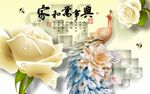 家和万事兴孔雀背景墙
