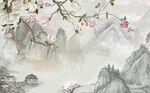 新中式山水背景墙