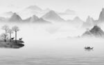 水墨 灰色山水图 TIF分层画