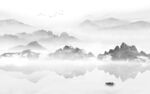 意境 灰色中式山水 tif分层