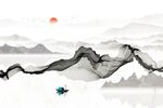 中式水墨山水背景墙.