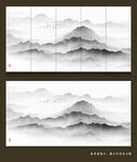 新中式抽象水墨山水背景