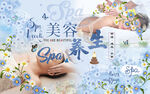 美容养生spa小雏菊工装背景墙