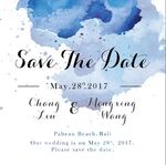 蓝色水彩晕染婚礼邀请函请柬