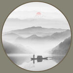 圆形水墨画