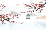 中式喜上眉梢背景墙