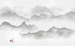 新中式水墨国画山水背景墙壁画