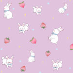 可爱兔子草莓桃子紫色背景图