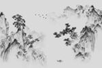 写意水墨松树山水背景