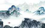 最新客厅墙画山水 TIF分层