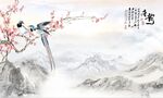 鸟语花香新中式背景墙