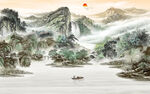 新中式山水意境墙画 TIF分层