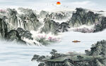 国画 山水意境墙画 TIF分层