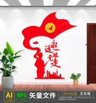 永远跟党走大气简约文化墙