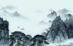 高端意境山水墙画 tif分层