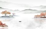 高档 意境山水墙画 tif分层