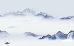新中式客厅背景山水 TIF分层