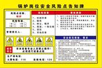 锅炉风险点告知牌 岗位告知牌