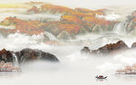 中国风背景墙山水 TIF分层画