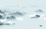高清 背景墙山水 TIF分层画