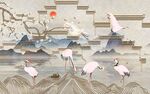 新中式山水背景墙