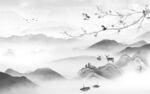 人气山水客厅背景 tif分层