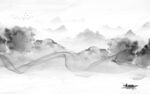 简约灰色山水框画 文件分层 